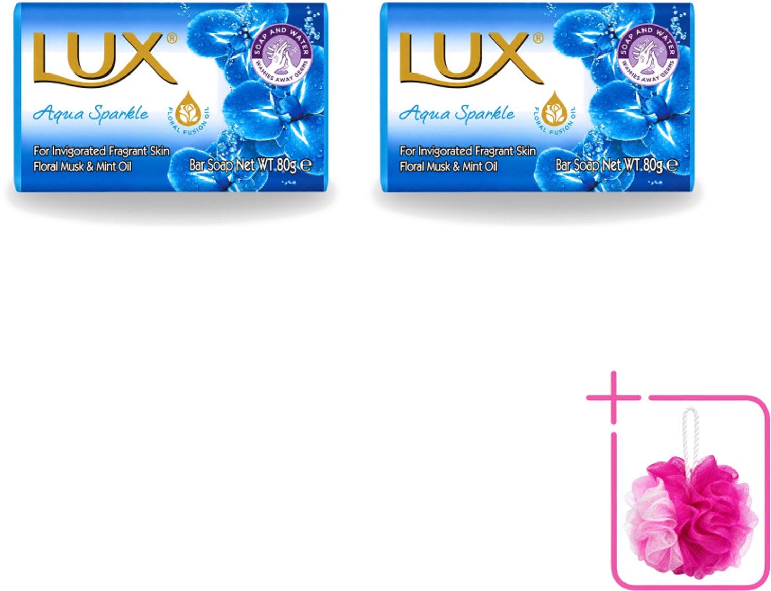 2 x Lux - Zeep - Aqua Sparkle - Hydraterend - Verkwikkende Geur - 80 g - Bulkverpakking - Zeep - Douchemop - Reinigen