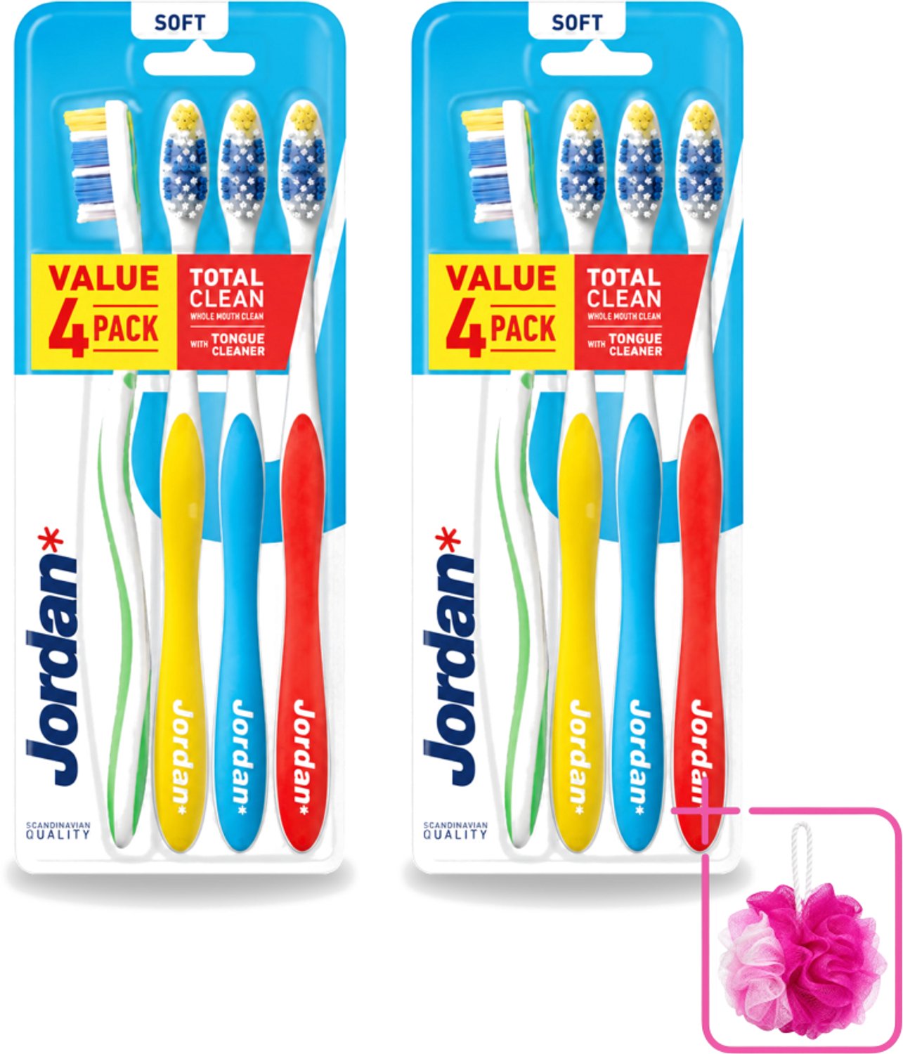 2 x Jordan - Total Clean - Tandenborstels Soft - 4 Tandenborstels - Bulkverpakking - Tandenborstel - Mondverzorging