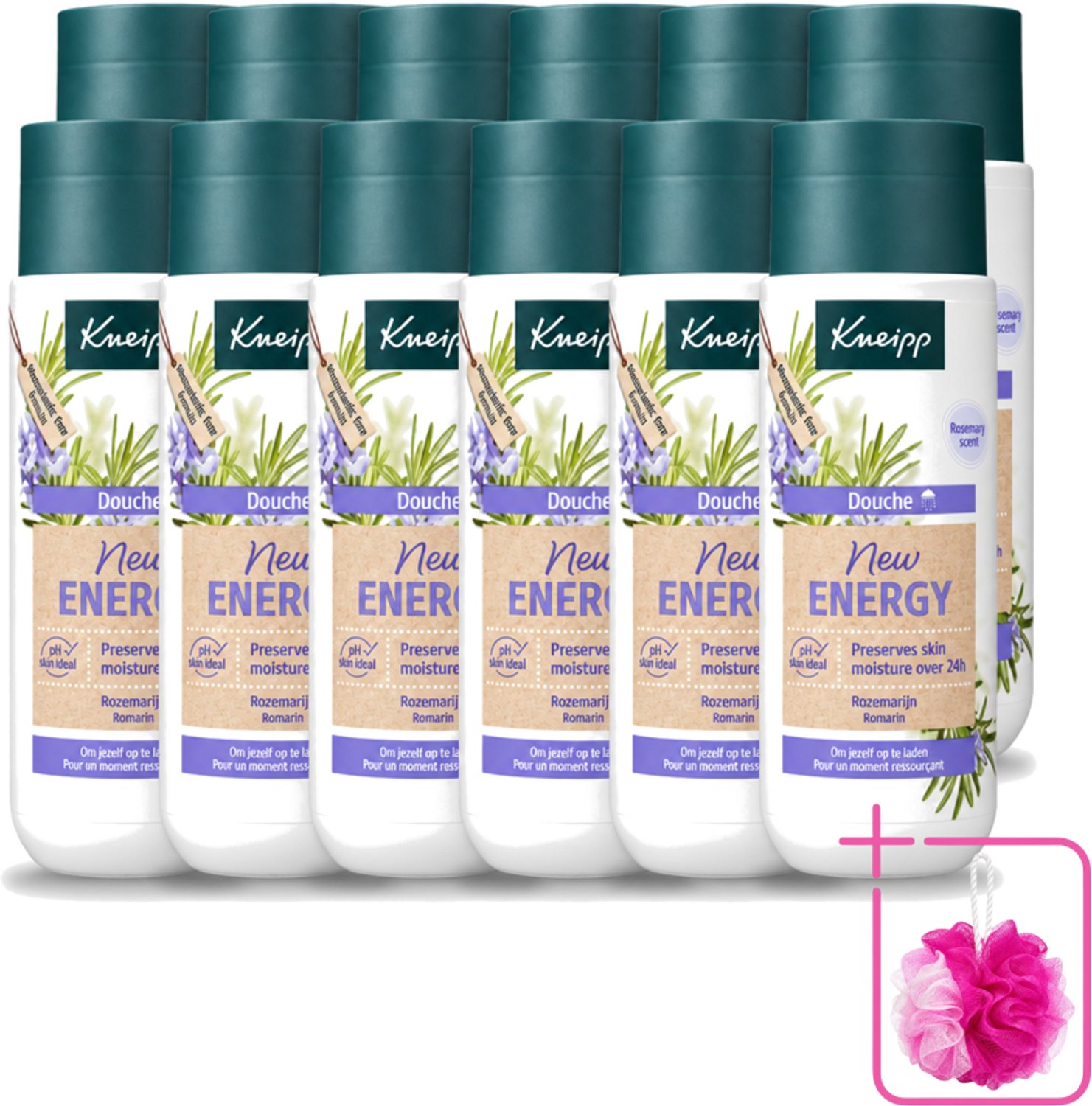 12 x Kneipp - Douchegel - New Energy - Energieke Geur - 200 ml - Bulkverpakking - Douchegel - Douchemop - Energie