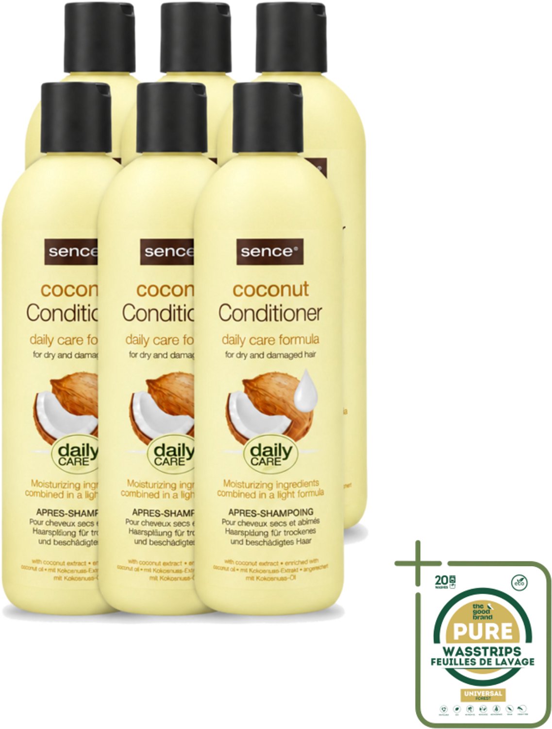 6 x Sence – Conditioner – Coconut – 400 ml - Wasstrips - Conditioner Voor Droog Haar - Kokos Conditioner - Voedend Haar - Herstel Voor Beschadigd Haar - Zachte Haar