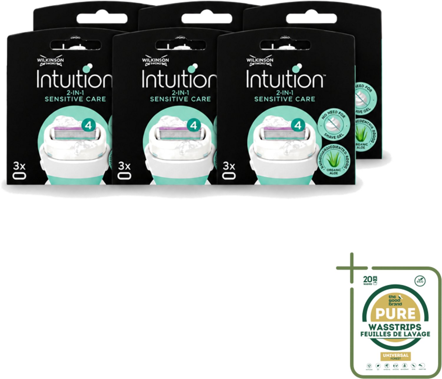 6 x Wilkinson – Scheermesjes – Intuition Dry Skin Sensitive Care – 3 Scheermesjes - Gevoelige Huid - Aloe Vera - Vitamine E - Scheermesjes - Scheerbeurt