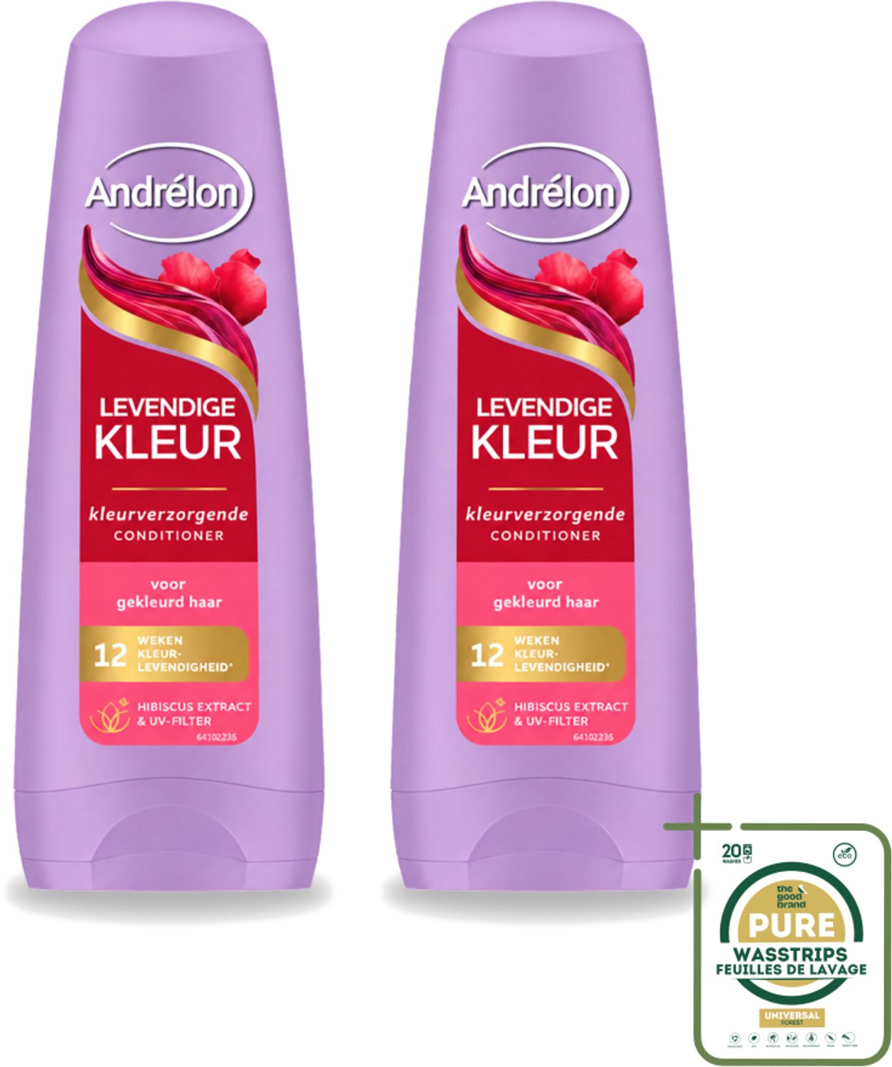 2 x Andrélon – Conditioner – Levendige Kleur – 200 ml - Wasstrips - Kleurvervanging - Haarkleur Bescherming - UV-filter - Hibiscus Extract - Haarkleur Levendigheid