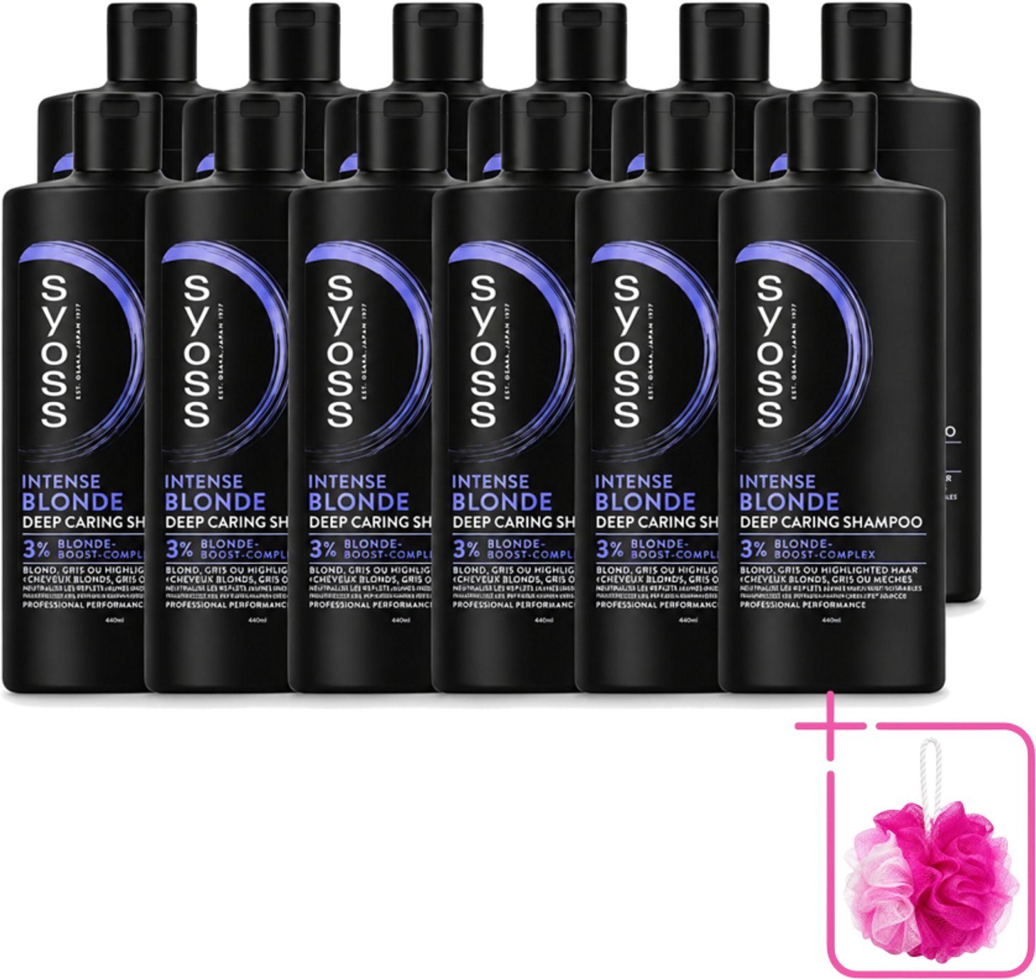 12 x Syoss – Shampoo – Blonde – 440 ml - Bulkverpakking - Blond haar - Douchemop - Koel blond