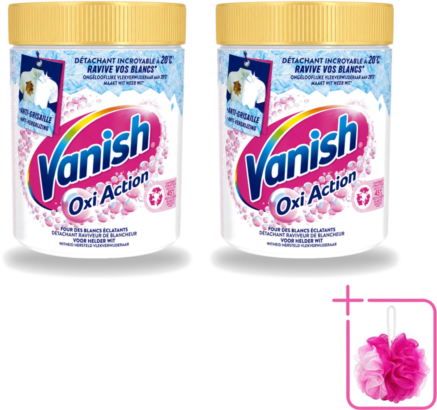 2 x Vanish – Wasbooster Poeder – Oxi Action Whitening Witte Was – 940 g - Bulkverpakking - Wasbooster - Douchemop - Witte was