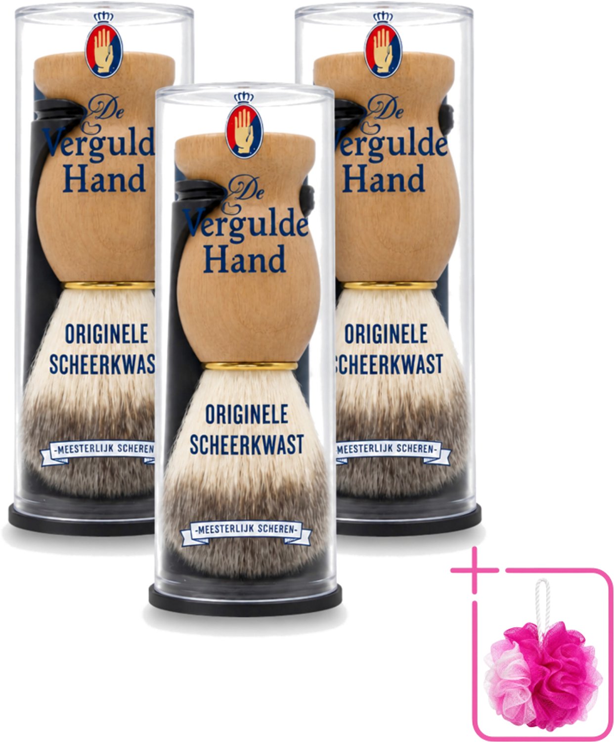3 x De Vergulde Hand - Scheerkwast - Voor Kappers - Bulkverpakking - Scheerkwast - Scheerbeurt