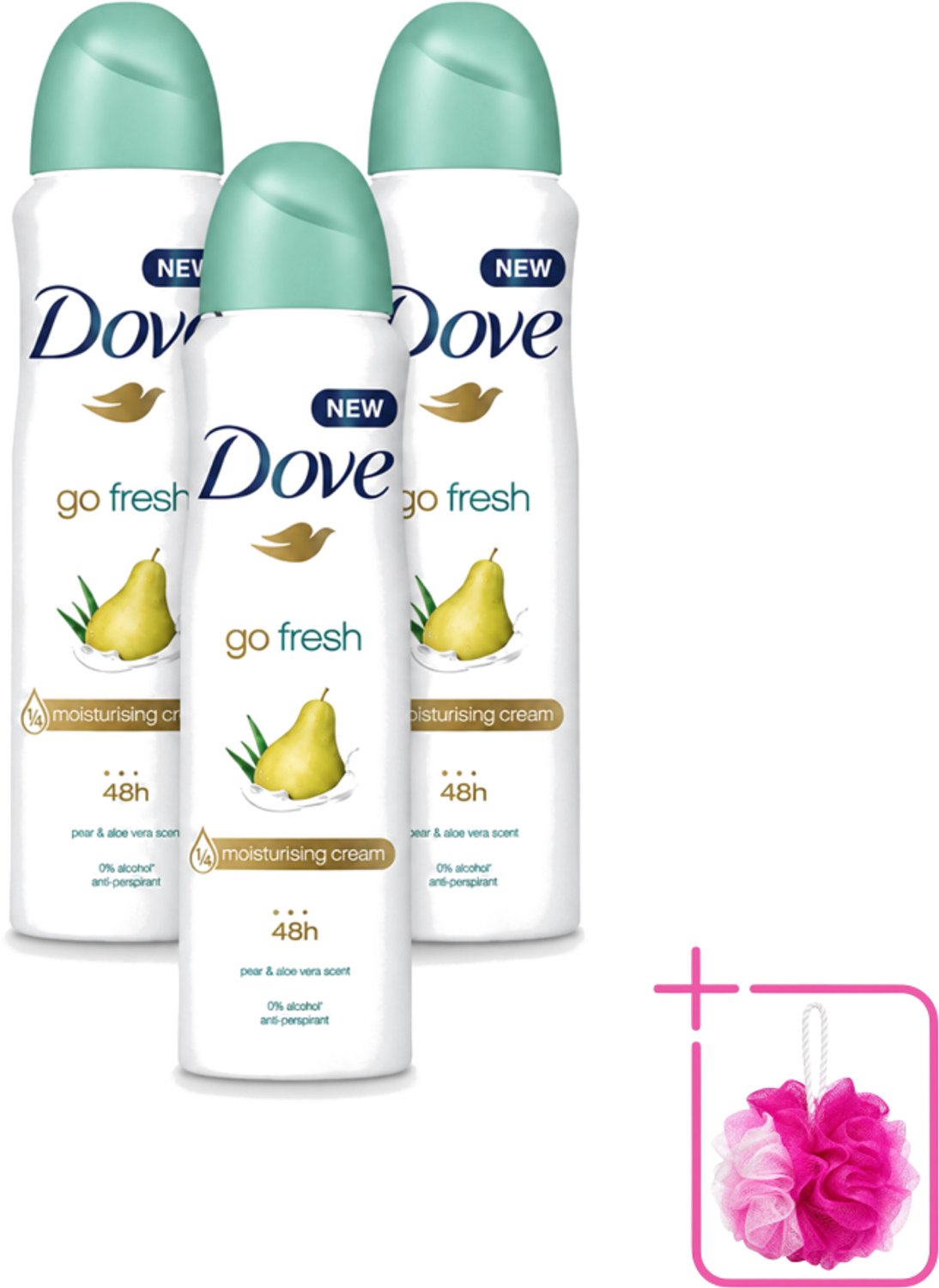 3 x Dove - Deodorant - Spray Go Fresh Pear & Aloe - Frisse en verzorgende geur - 250 ml - Bulkverpakking - Dove Deodorant Spray - Douchemop - Go Fresh Pear