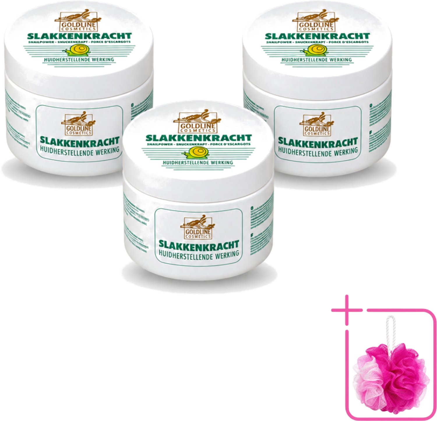 3 x Goldline - Bodycrème - Slakkenkracht - Huidverzorging - Verzachtend - 250 ml - Bulkverpakking - Huidverzorging - Douchemop - Slakkenkracht