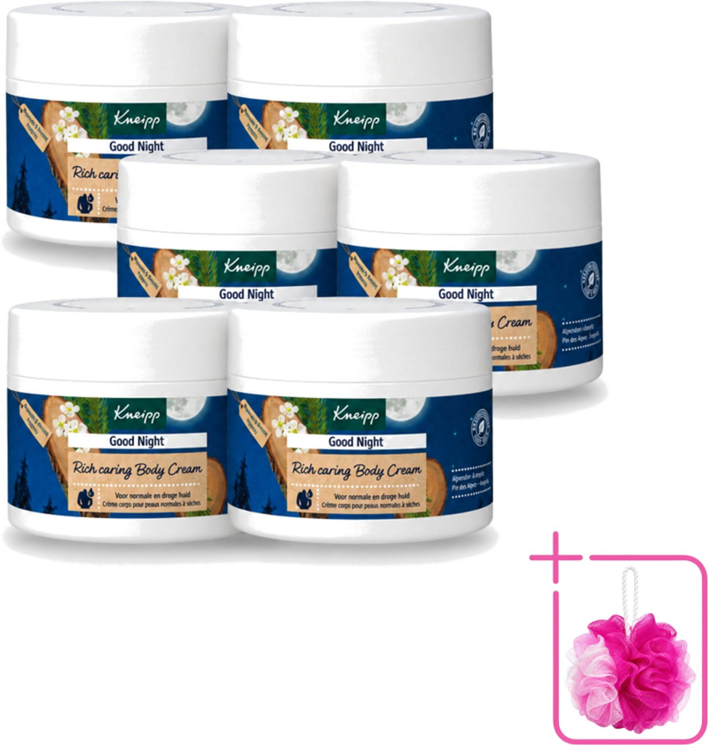 6 x Kneipp – Bodycrème – Good Night Alpenden & Amyris – 200 ml - Bulkverpakking - Nachtverzorging - Douchemop - Ontspanning