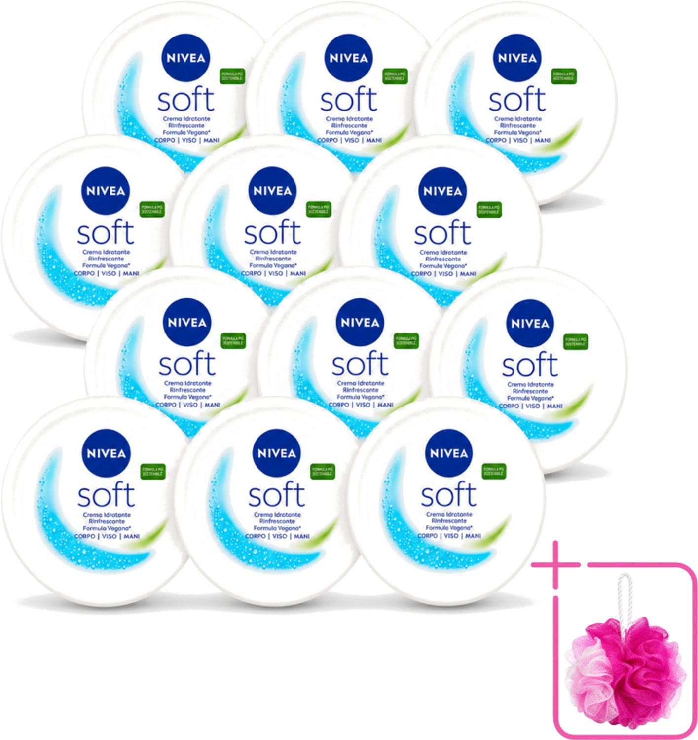 12 x Nivea – Crème – Soft - 300 ml - Bulkverpakking - Hydratatie - Douchemop - Crème
