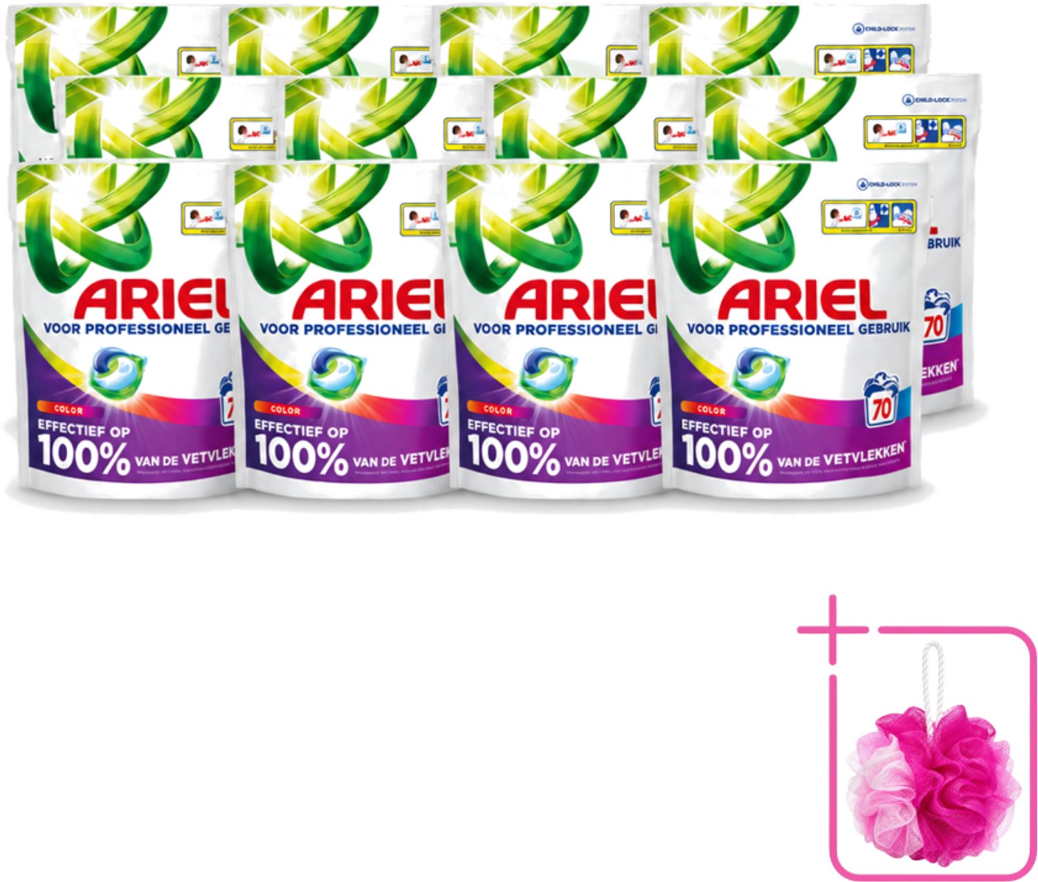 12 x Ariel – Wasmiddel Pods – All-in-1 Color – Kleurbehoud – 70 wasbeurten - Bulkverpakking - Kleurbescherming - Douchemop - Wasmiddel