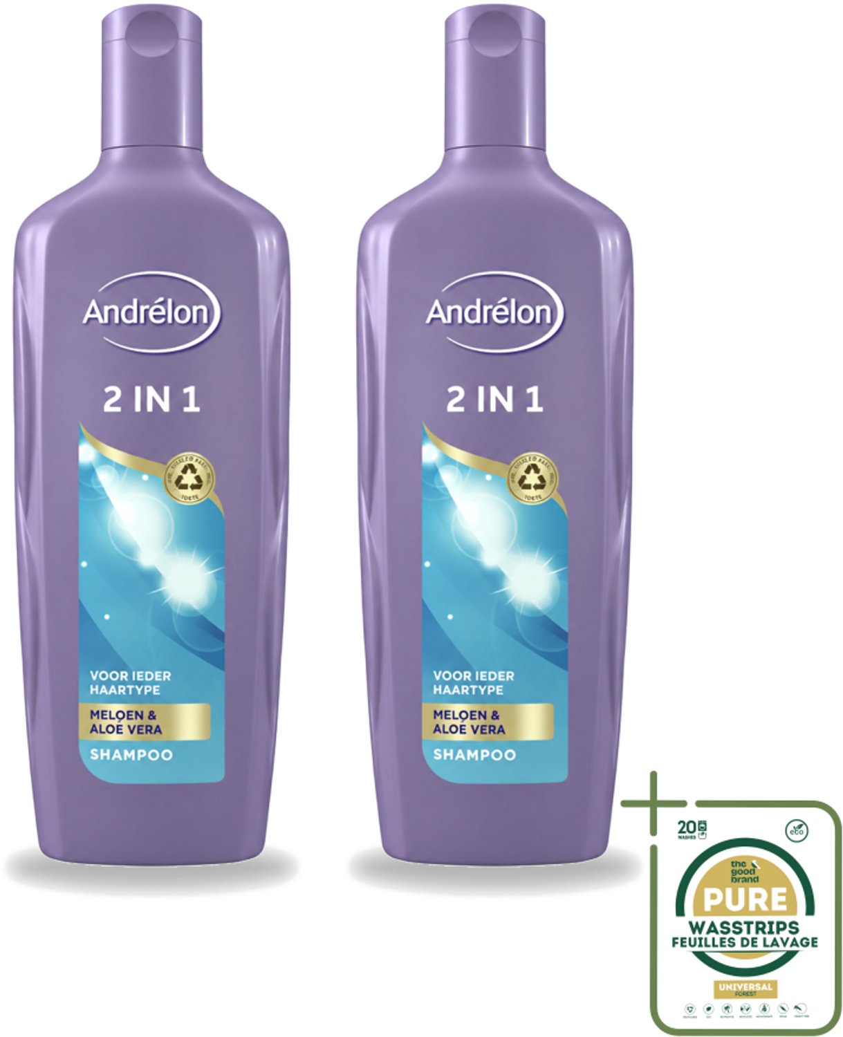 2 x Andrélon - 2-in-1 - Shampoo - Reinigt & Verzorgt - 300 ml - Wasstrips - 2-in-1 Shampoo Conditioner - Haartype - Haartype - Haartype - Haartype