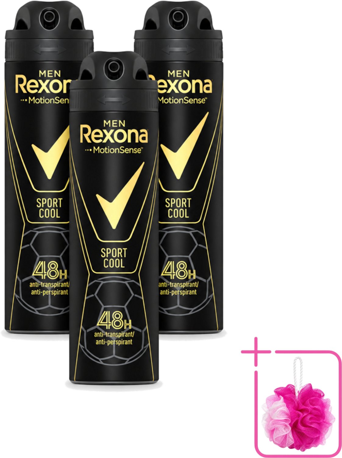 3 x Rexona Men - Sport Cool - Deodorant Spray - Anti Transpirant - 150 ml - Bulkverpakking - Sportieve man - Zweet