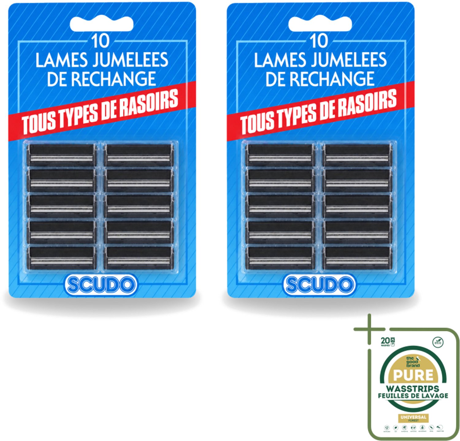 2 x Scudo - Scheermesjes - 2 Scheerbladen - Vervangmesjes voor Gillette G2 & Contour - 10 Mesjes - Scheermesjes - Vervangmesjes - Gillette G2 Mesjes - Gillette Contour Mesjes - Scudo Mesjes