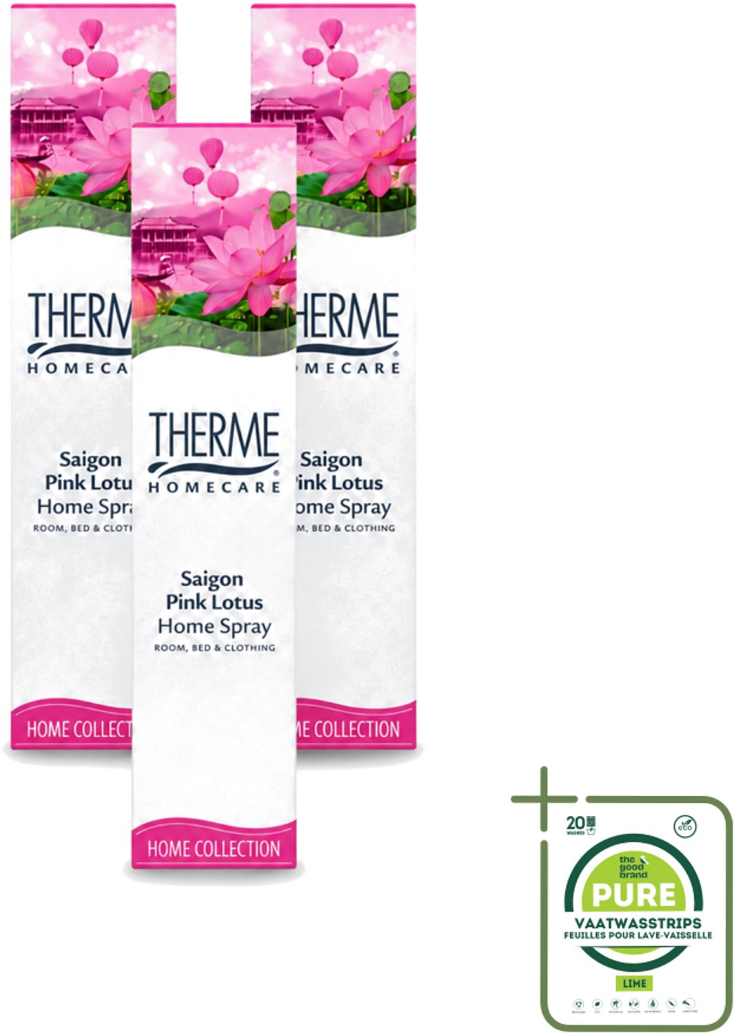 3 x Therme - Interieurspray - Saigon Pink Lotus - Oosterse Romantiek in Huis - 60 ml - Grootverpakking - Interieurspray - Geur - Oosterse Geur - Saigon Pink Lotus - Wellness
