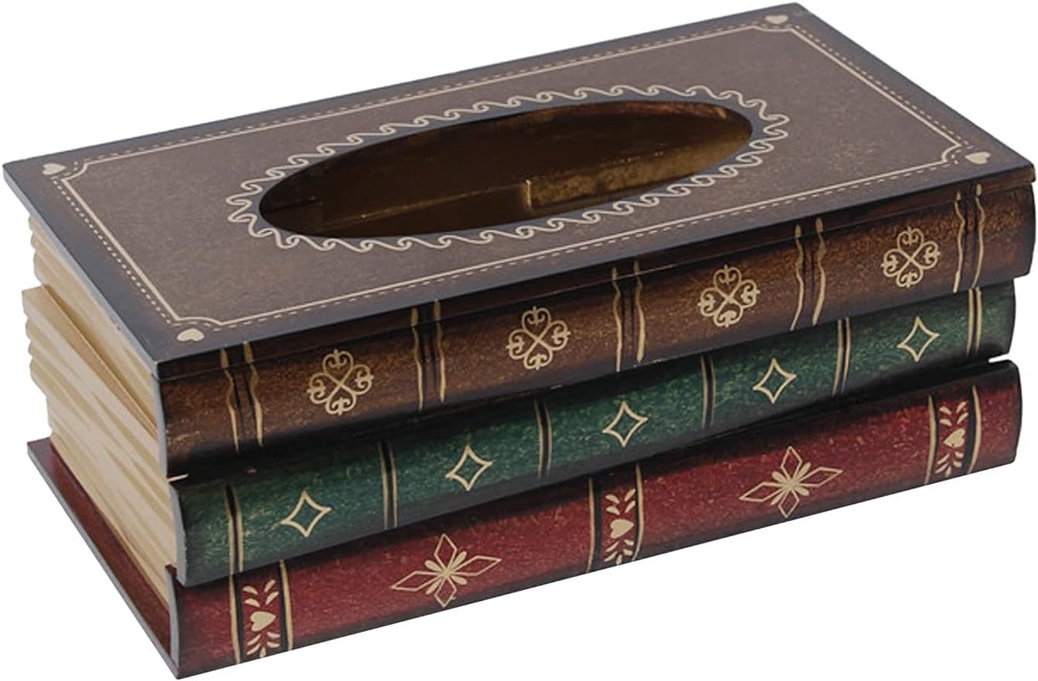 Tissue Box, Antieke Boeken Napkinnaar Holder Holder Holder Dispenser Wooden Decoratief voor Thuis, Kantoor, Keuken, Woonkamer