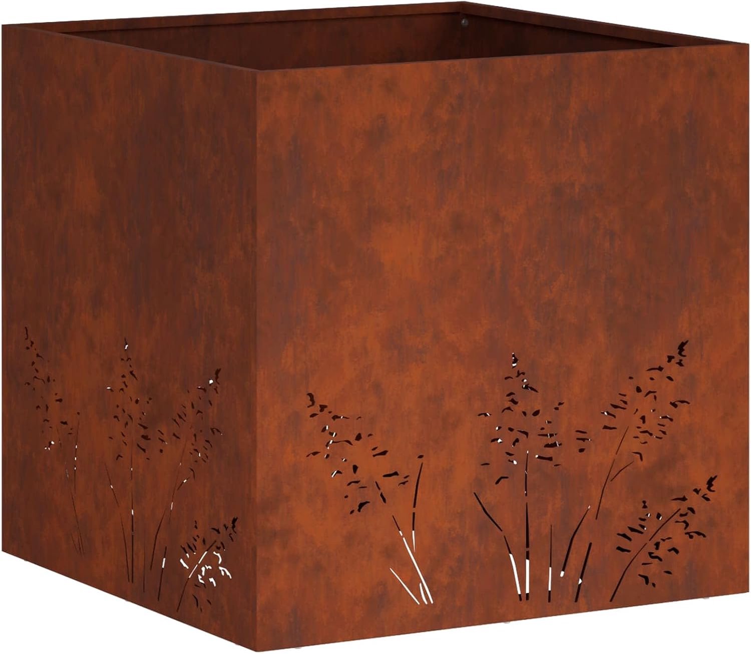 Bloembak voor de tuin, geoxideerd, 50 x 50 x 49 cm, staal, metaal