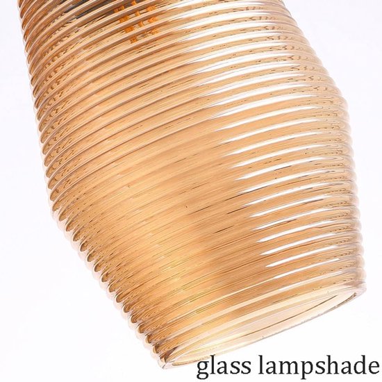 Vintage Boerderij Glazen Hanglampen Eiland Keuken Geribbeld Amberkleurig Glas Turkse Industriële Plafond voor Eetkamer Slaapkamer Restaurant Bar Loft — afbeelding 2