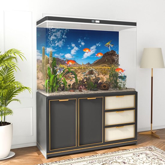 180x46cm Reptiel Habitat Achtergrond Blauwe Hemel Oase Cactus Woestijn Terrarium Achtergrond Vinyl Achtergrond — afbeelding 3