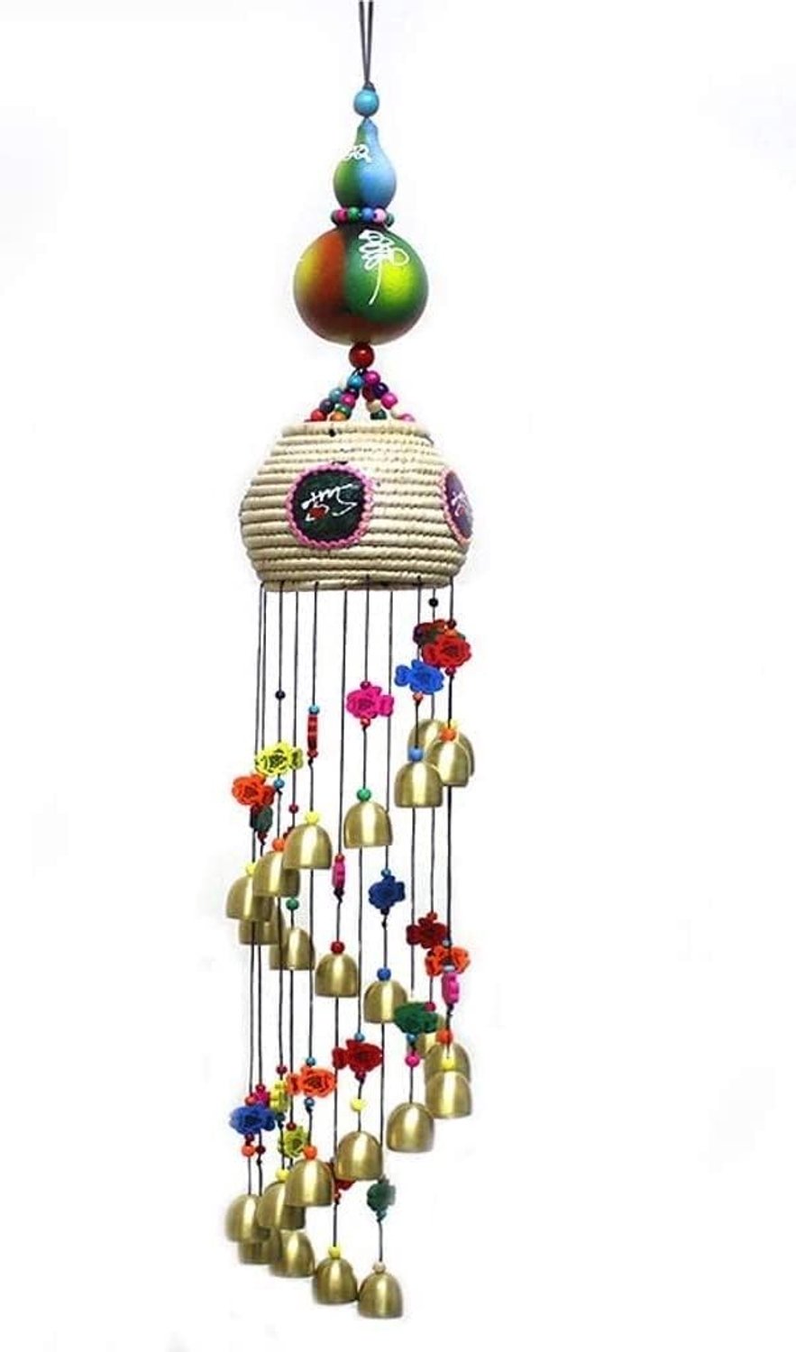 Hangende Windgong Creatieve Rotan Geluk Windgong Feng Shui Ornamenten Functies Hanger Balkon Woonkamer Kalebasvormige Decoratie Windgong Feng Shui