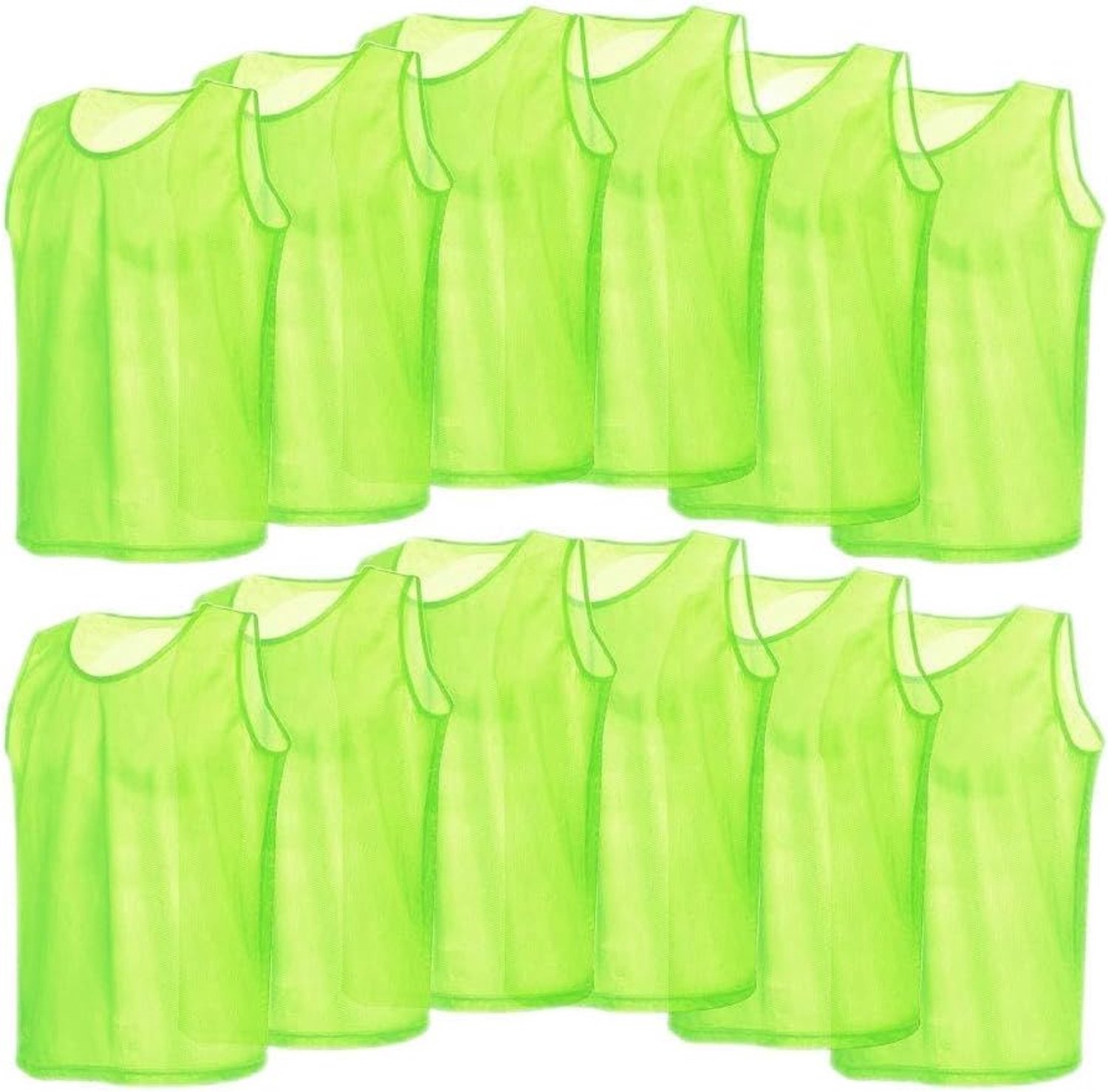 Voetbalvesten voor volwassenen, sneldrogend, voor voetbal, volleybal, groen, 12 stuks