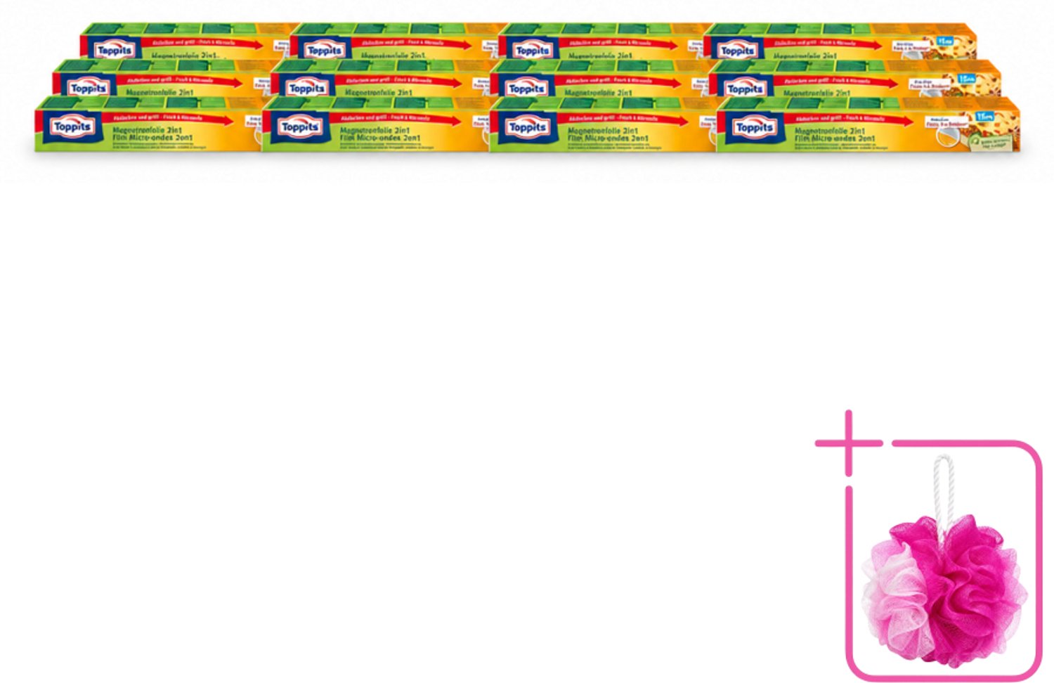12 x Toppits – Magnetronfolie 2-in-1 – 15 m - Bulkverpakking - Magnetronfolie - Douchemop - Bewaren