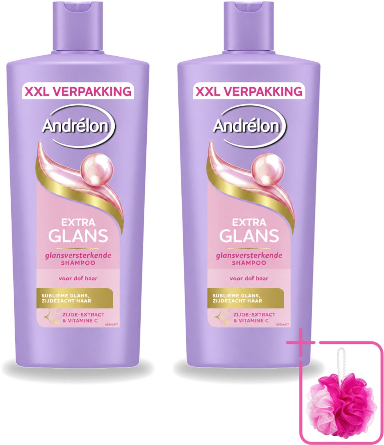 2 x Andrélon – Shampoo – Extra Glans – 685 ml - Bulkverpakking - Glans haar - Douchemop - Zijde extract