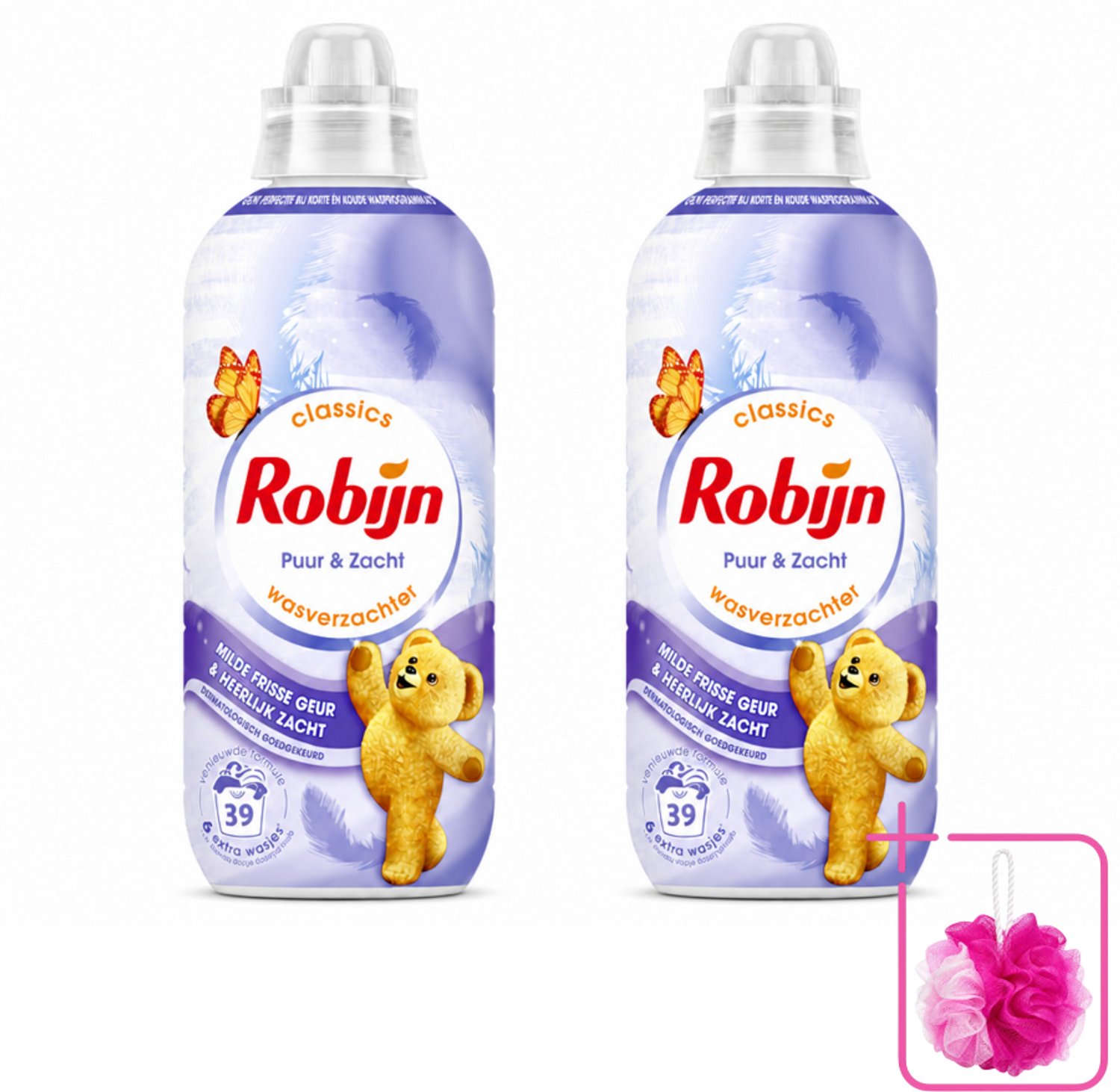 2 x Robijn – Wasverzachter – Puur & Zacht – 780 ml - Bulkverpakking - Wasverzachter - Douchemop - Wasmiddel