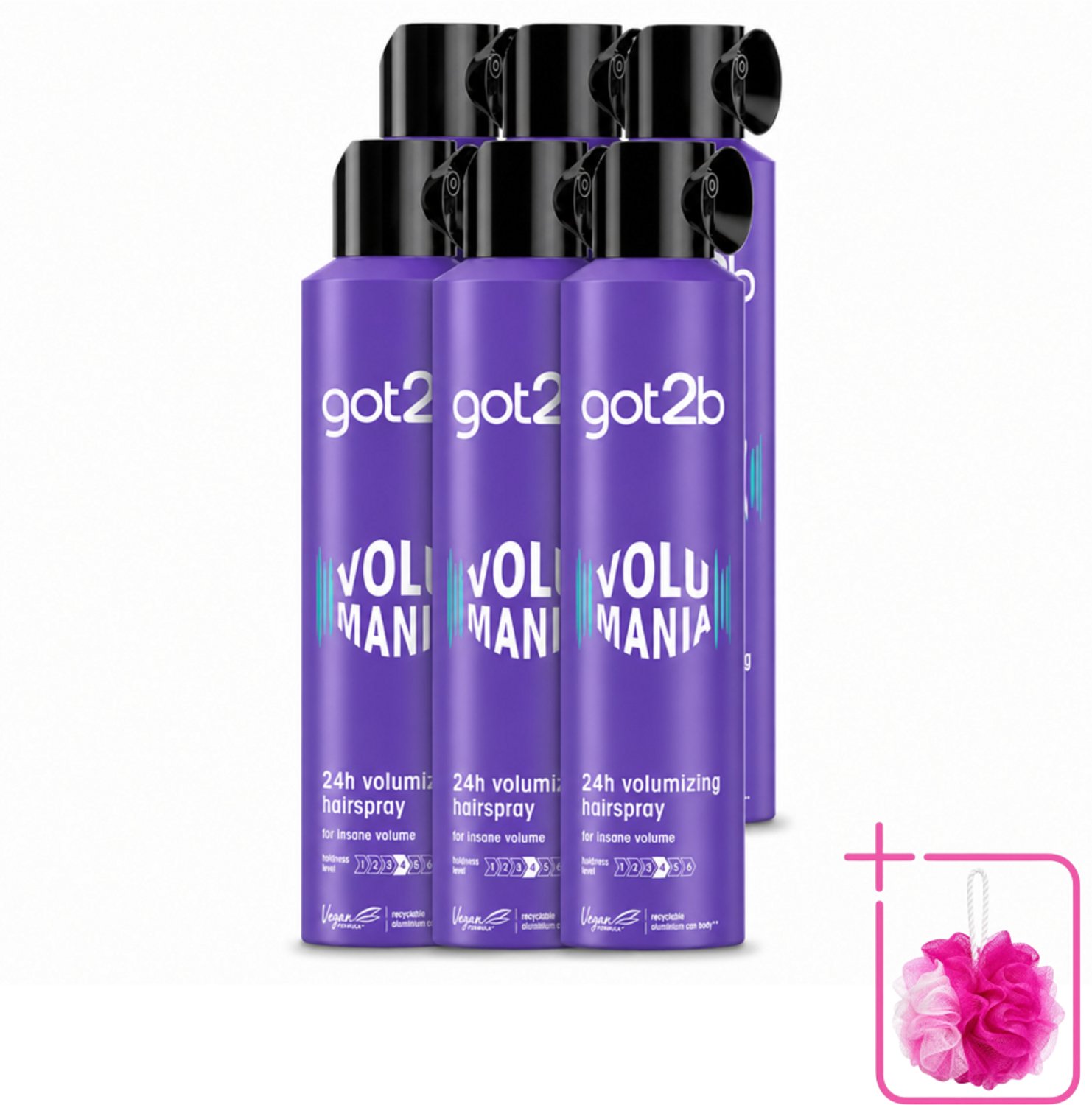 6 x Got2B - Haarspray - Volumania - 300 ml - Bulkverpakking - Haarspray - Douchemop - Volume