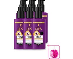 6 x Gliss - Haarserum - Lengths Filler - Siliconenvrij met Cafeïne - Voor Sterker Haar - 100 ml - Bulkverpakking - Haarserum - Douchemop - Cafeïne