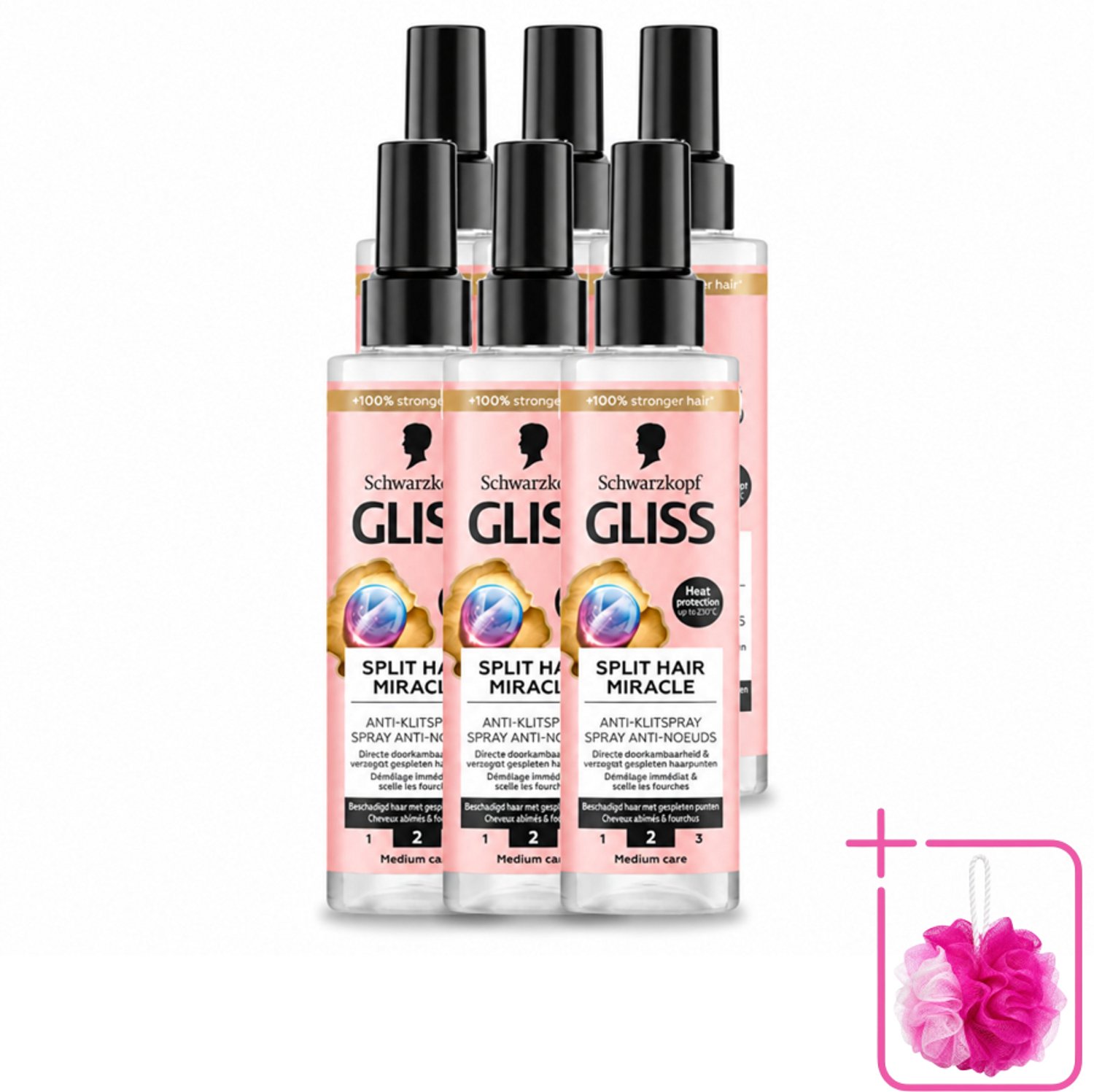 6 x Gliss - Split End Anti-Klit Spray - Tegen Gespleten Haarpunten - 200 ml - Bulkverpakking - Haarsplitting - Douchemop - Klitten