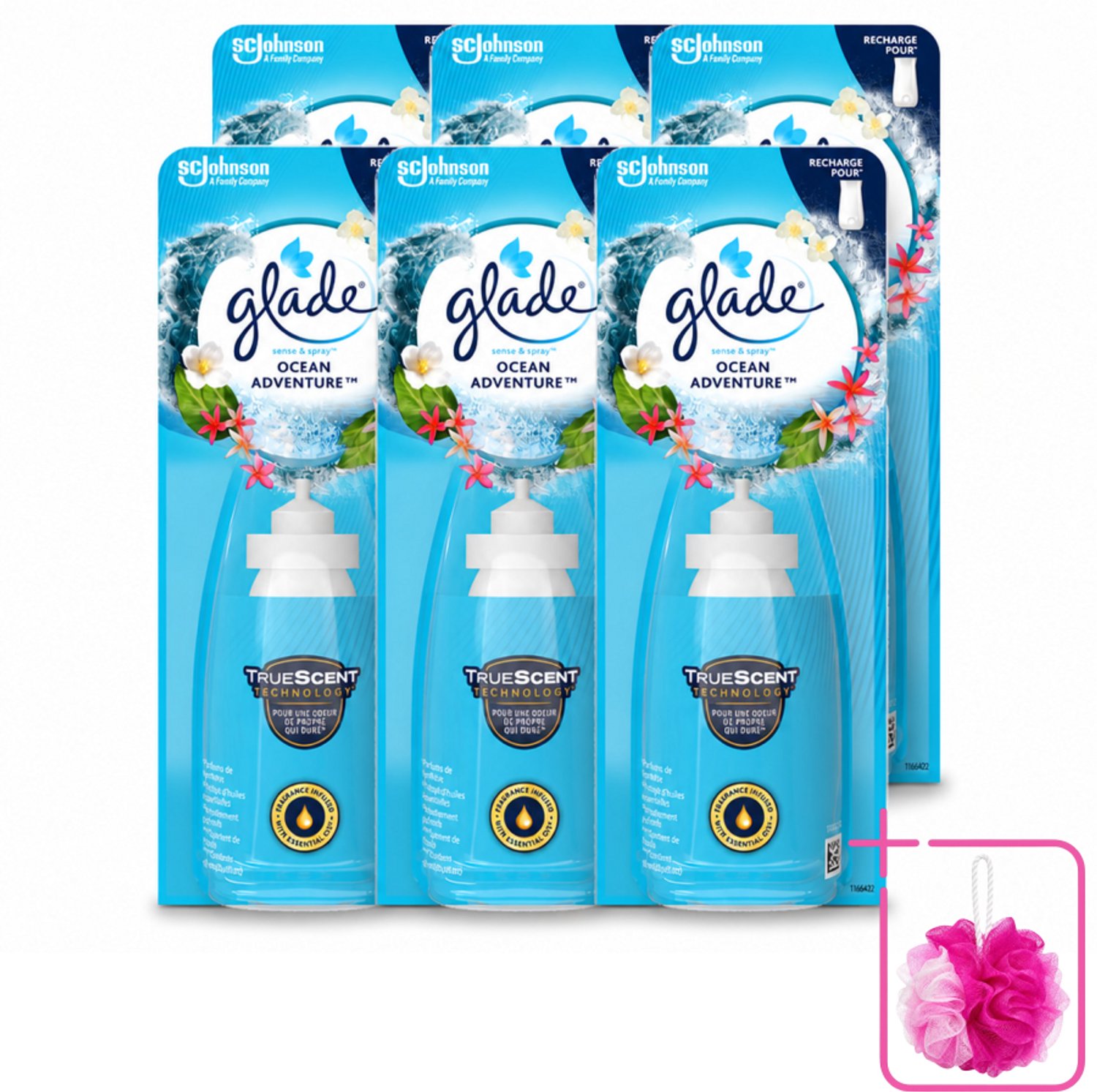 6 x Glade - Sense & Spray - Ocean Adventure - 18 ml - Bulkverpakking - Zeegeur - Douchemop - Citroengeur