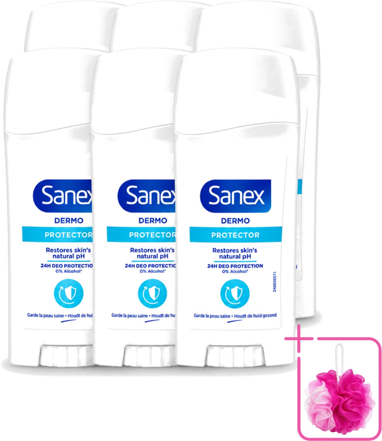 6 x Sanex - Deodorant Stick - Dermo Protector - Huidvriendelijke Formule - 65 ml - Bulkverpakking - Deodorant stick - Huidbescherming