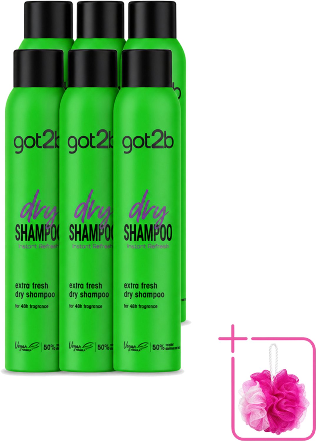 6 x Got2B - Droogshampoo - Extra Fresh - 200 ml - Bulkverpakking - Droog haar - Douchemop - Fris haar