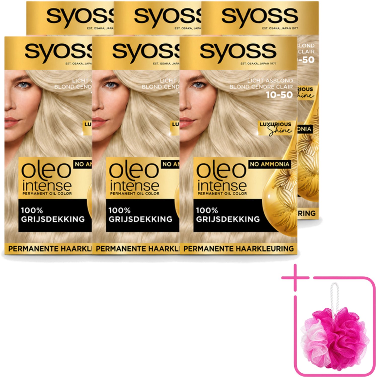 6 x SYOSS - Oleo Intense 10-50 - Haarverf - Permanente Haarkleuring - Licht Asblond - Langdurige Kleur - Bulkverpakking - Haarkleur - Douchemop - Haarkleuren