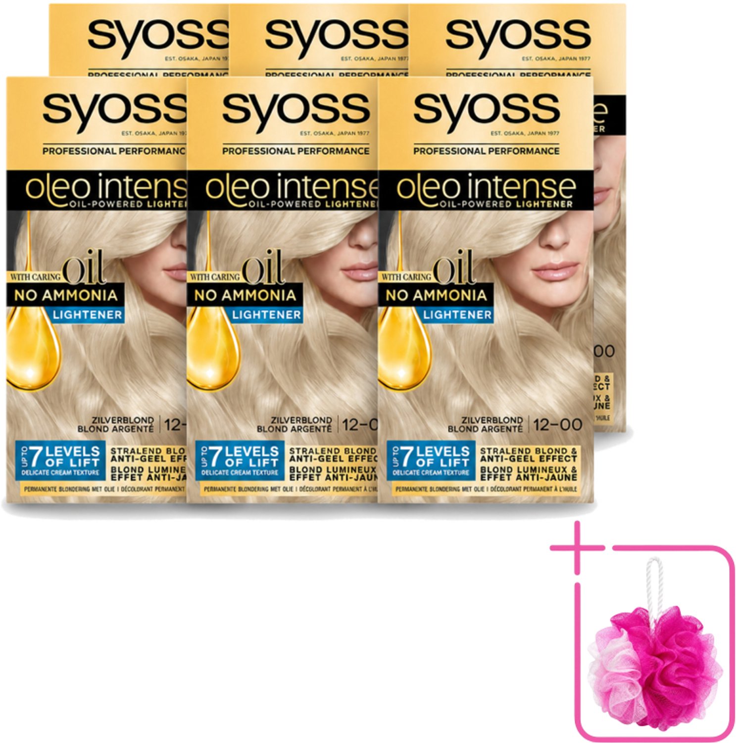 6 x SYOSS - Oleo Intense 12-00 - Haarverf - Permanente Haarkleuring - Zilverblond - Langdurige Kleur - Bulkverpakking - Zilverblond - Douchemop - Haarkleur