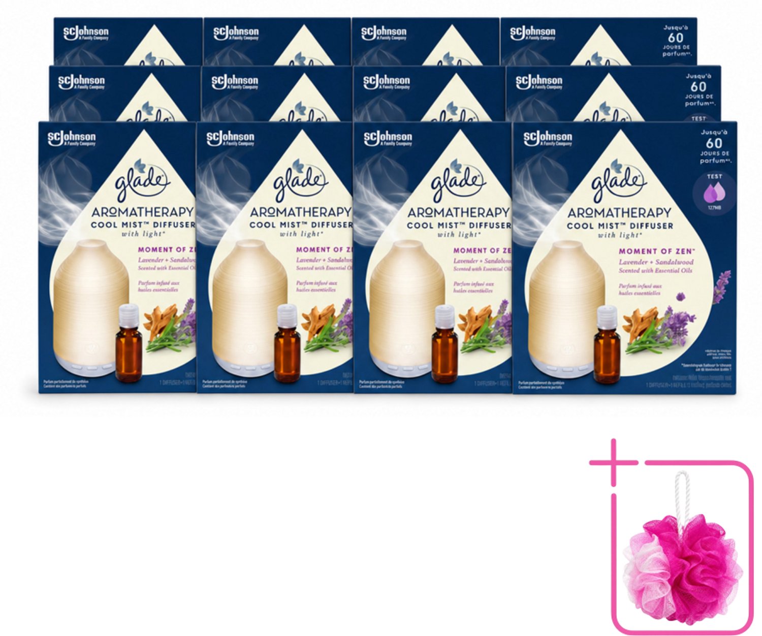 12 x Glade – Aromatherapy Mist Diffuser – Starterpakket – Houder + Moment of Zen Navulling - 17,4 ml - Bulkverpakking - Aromatherapie - Douchemop - Ontspanning