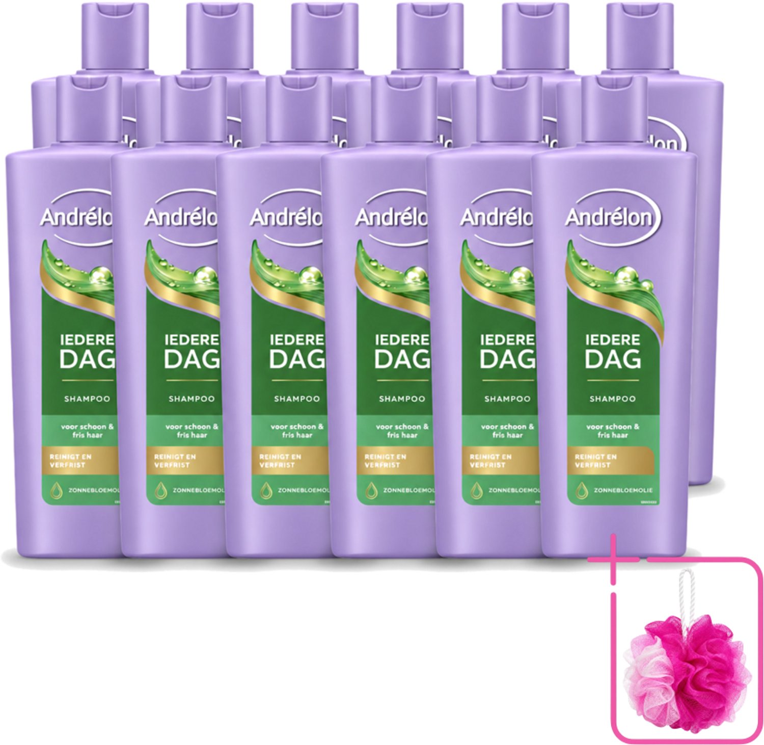 12 x Andrélon – Shampoo – Iedere Dag – 400 ml - Bulkverpakking - Dagelijks haar wassen - Douchemop - Fris haar