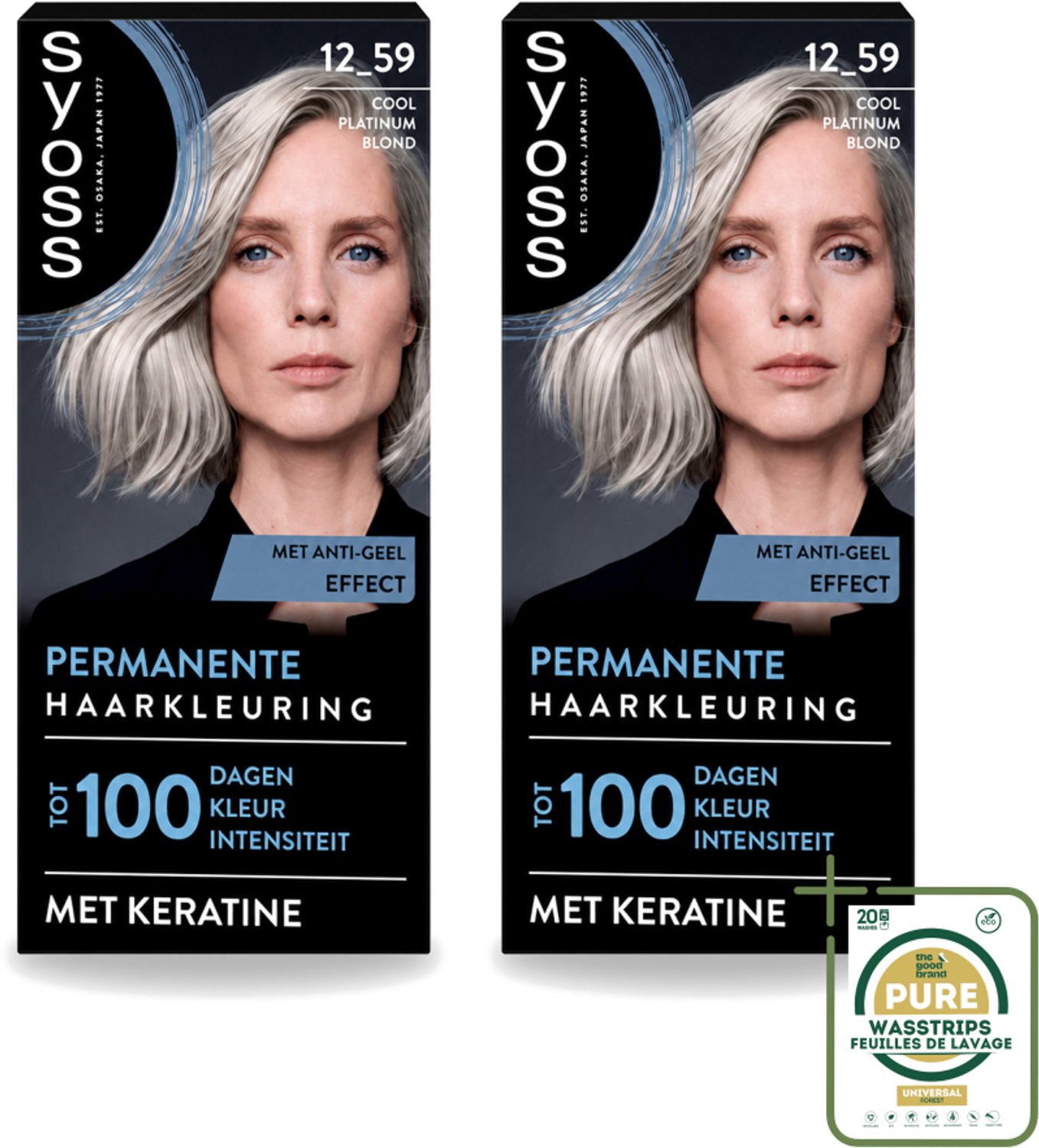 2 x SYOSS - Coloration 12-59 Cool Platinum Blond - Haarverf - Grijsdekking - Vermindert Haarbreuk - Wasstrips - Haarkleur - Haarverf - Grijsdekking - Haarverzorging - Keratine