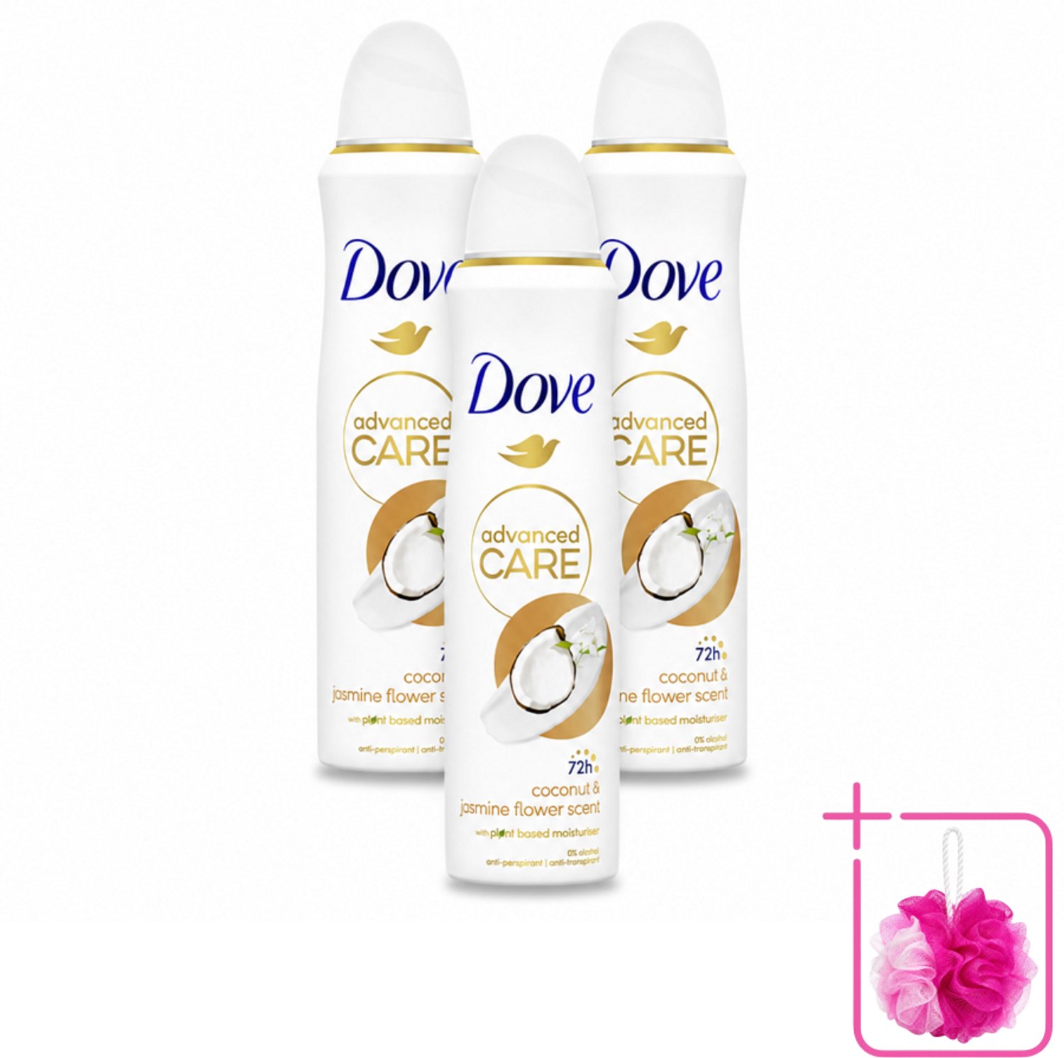 3 x Dove Deodorant Spray - Advanced Care - Kokos & Jasmijnbloem - 150 ml - Bulkverpakking - Dove Deodorant Spray - Kokos en jasmijn