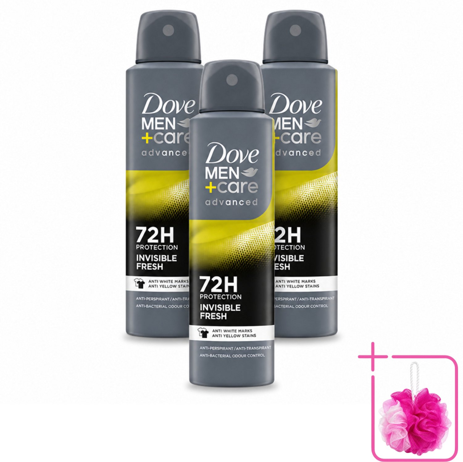 3 x Dove Men+Care Deodorant Spray - Invisible Fresh - 150 ml - Bulkverpakking - Deodorant spray - Zweetbestendig