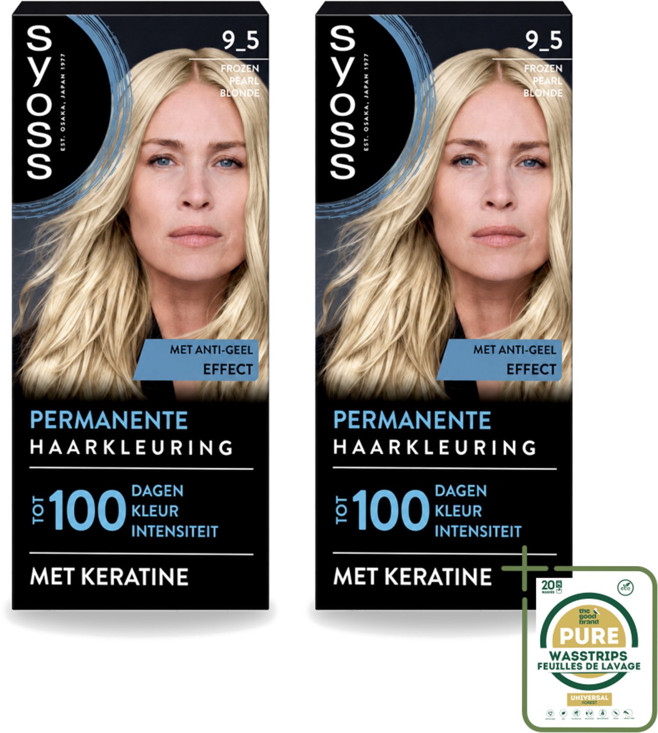 2 x SYOSS - Coloration 9-5 Frozen Pearl Blonde - Haarverf - Grijsdekking - Vermindert Haarbreuk - Wasstrips - Haarverf - Permanente Haarkleuring - Grijsdekking - Keratine - Haarkleur