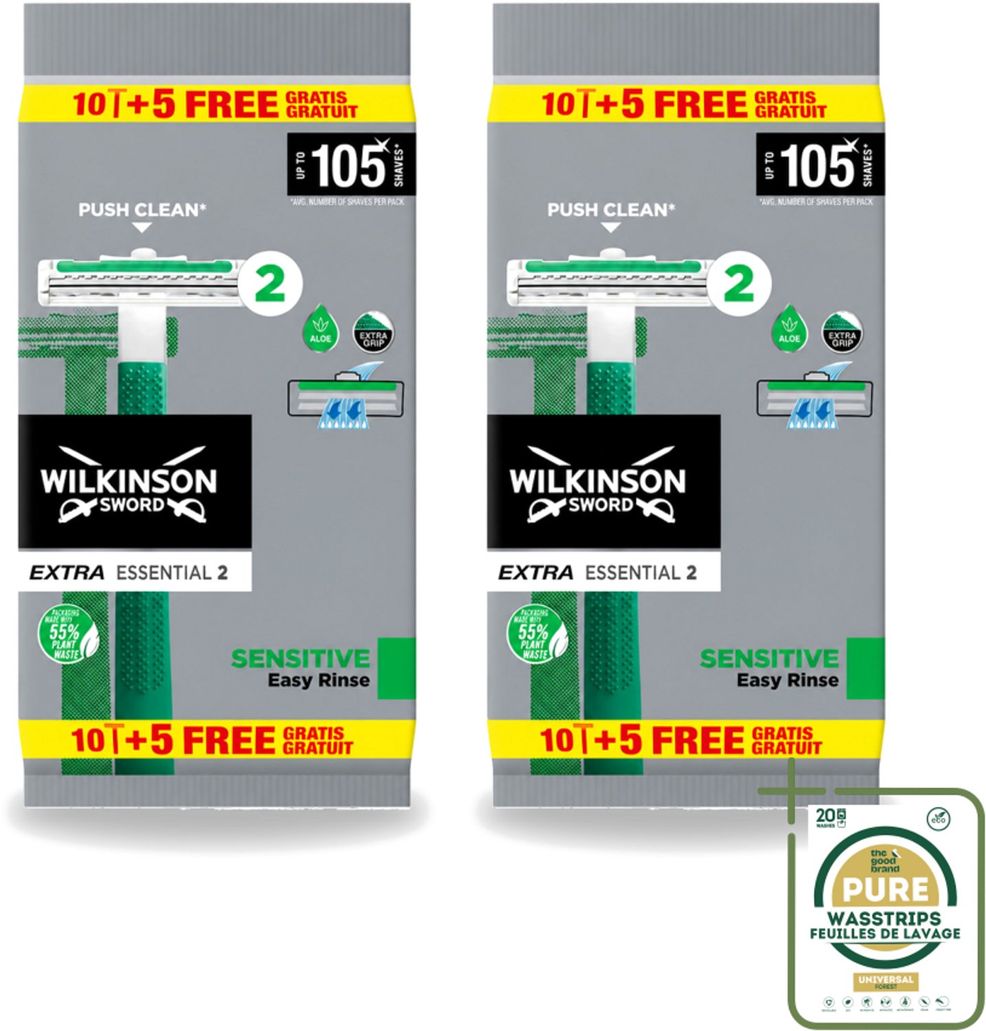 2 x Wilkinson - Wegwerpscheermesjes - Extra Essential 2 Sensitive - Zacht - 15 mesjes - Scheermesje - Wegwerpmesje - Scheerresultaat - Huidgevoelig - Scherpe Mesjes