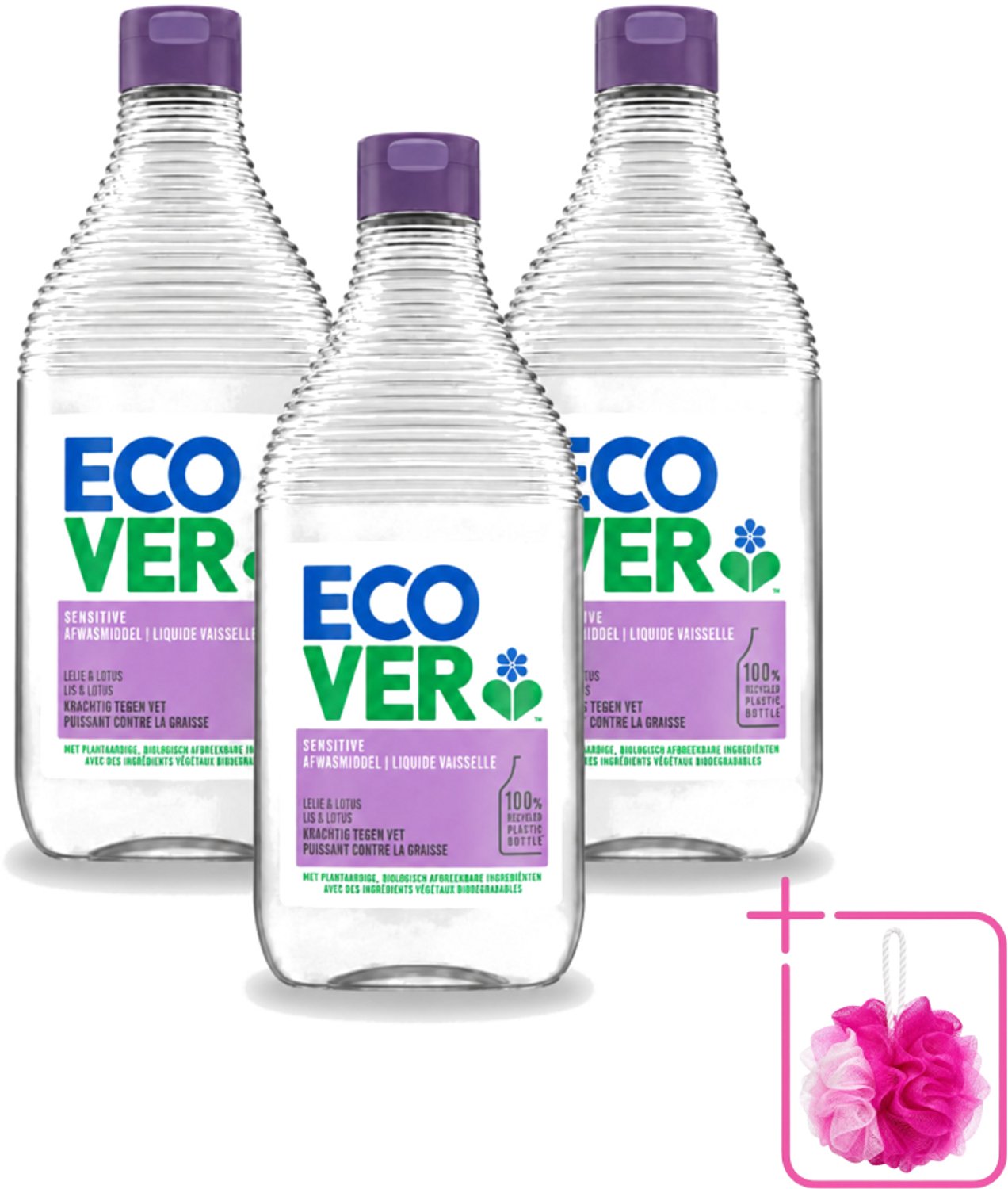 3 x Ecover - Afwasmiddel - Lelie & Lotus - 450 ml - Bulkverpakking - Afwasmiddel - Plantaardig afwasmiddel