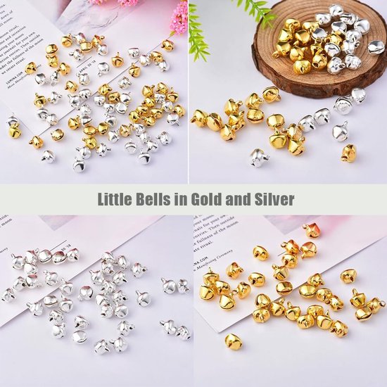 200 stuks kleine belletjes, mini-belletjes, klokken om te knutselen, metalen belletjes van koper, roestbestendig, klankvolle belletjes voor doe-het-zelf knutselen, Kerstmis, belletjesstaafjes — afbeelding 3