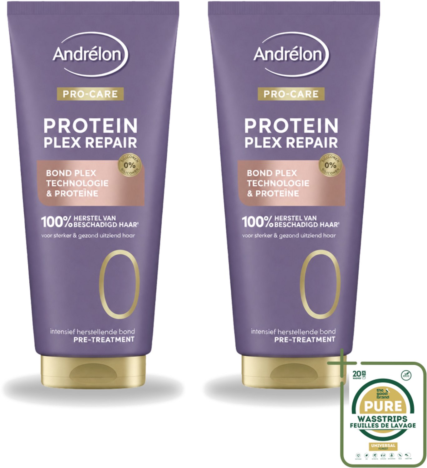 2 x Andrélon – Pre-Treatment – Pro Care Protein Plex Repair – 170 ml - Wasstrips - Haarverzorging - Haarbescherming - Haarherstel - Pre-shampoo Behandeling - Beschadigd Haar