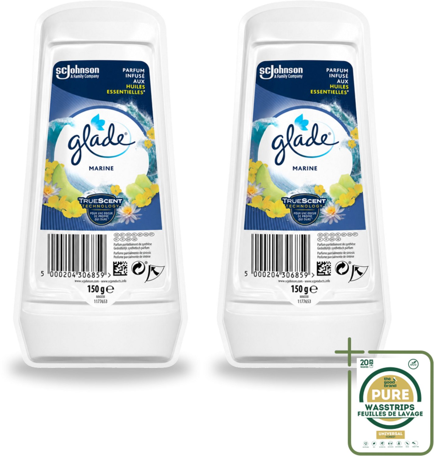 2 x Glade - Gel - Marine - 150 g - Luchtverfrisser - Fris Geur - Maritieme Geur - Geur Gel - Badkamer Geur