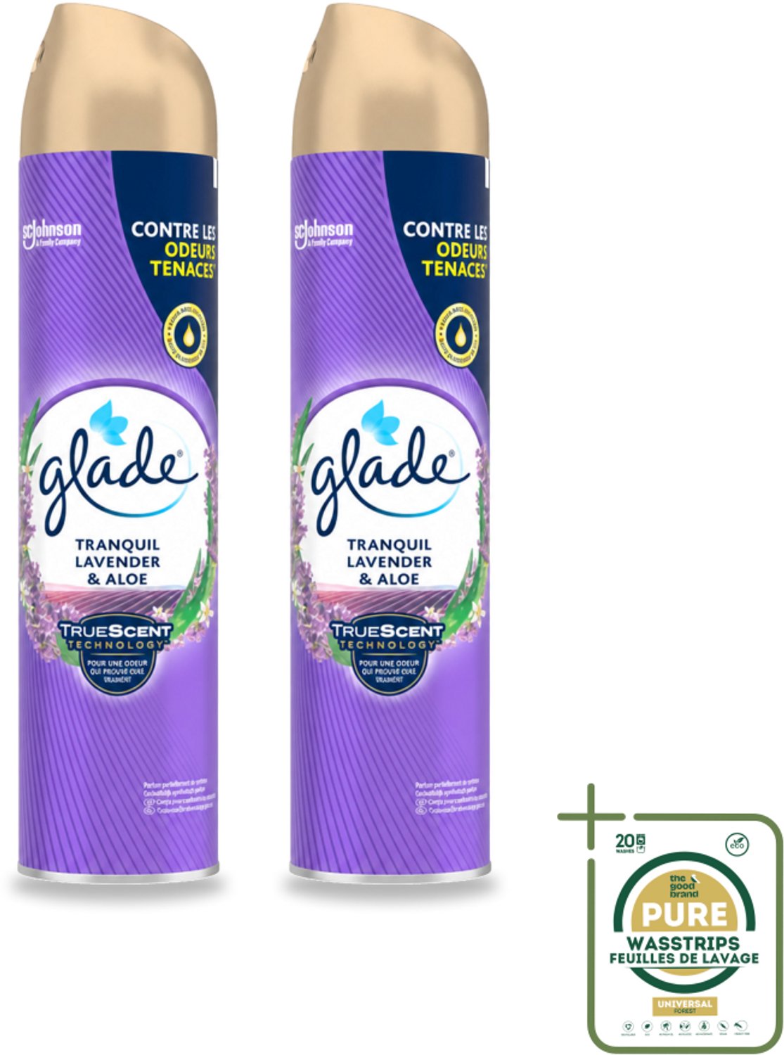 2 x Glade - Luchtverfrisser Spray - Tranquil Lavender & Aloë - 300 ml - Luchtverfrisser - Lavendel Geur - Frisheid In Huis - Ontspanning - Geur Neutraliseren