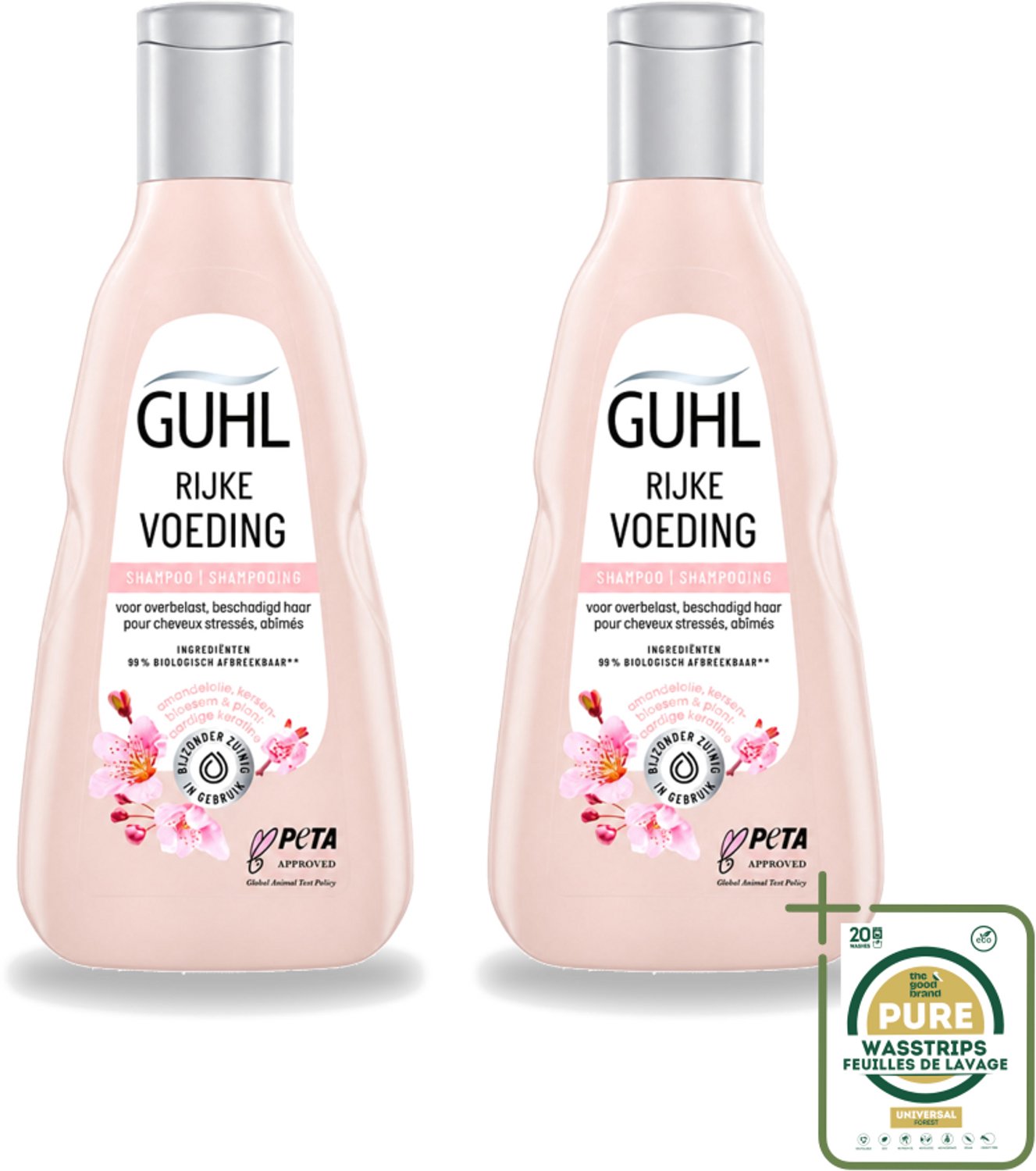 2 x Guhl - Shampoo - Rijke Voeding - 250 ml - Wasstrips - Haar Verzorging - Droog Haar - Uitgedroogd Haar - Rijke Voeding - Shampoo