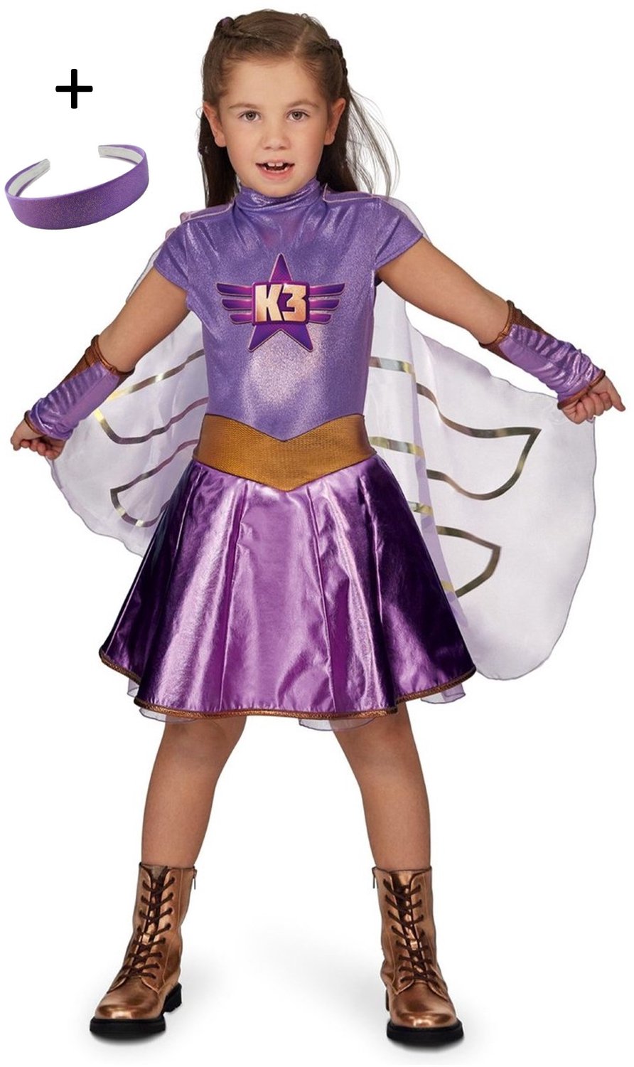K3 jurkje Superhelden, nieuw verkleedjurk, superheld jurk - maat 3-5 jaar + haarband
