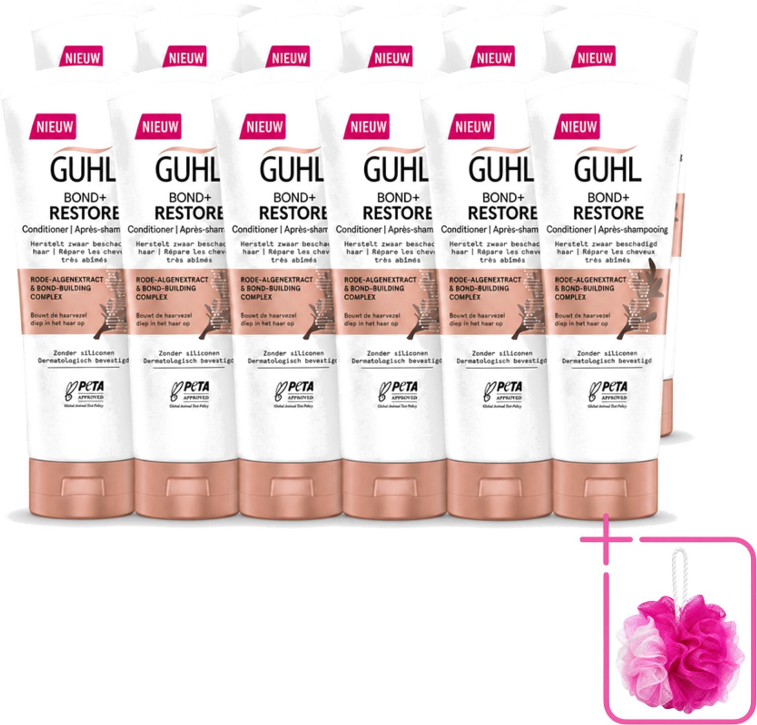 12 x Guhl - Conditioner - Bond+ Restore - 200 ml - Bulkverpakking - Herstel haar - Douchemop - Krachtig haar